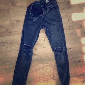 Black distressed denim